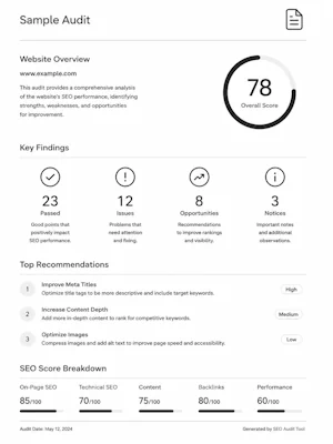 Sample Express Audit report preview